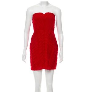 Red sized 6 strapless silk cocktail dress